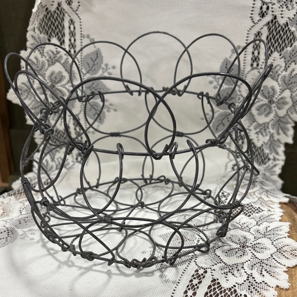 Antique Collapsible Wire Egg Basket